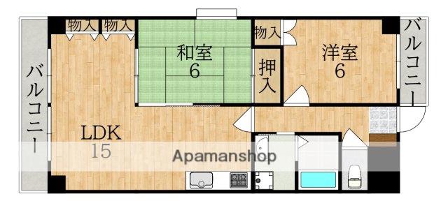 ベルデ帝塚山(2LDK/3階)の間取り写真