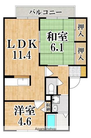 エルドラード五位堂C(2LDK/1階)の間取り写真