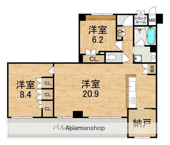 サンメゾン法隆寺(2LDK/3階)の間取り写真