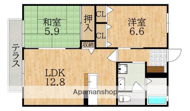 フラットK.T(2LDK/1階)の間取り写真