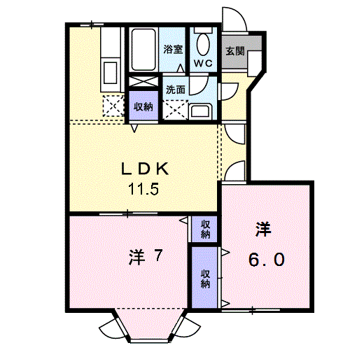 ル・プレンシュルA(2LDK/1階)の間取り写真