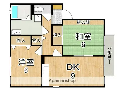 セジュール高田A棟(2DK/2階)の間取り写真