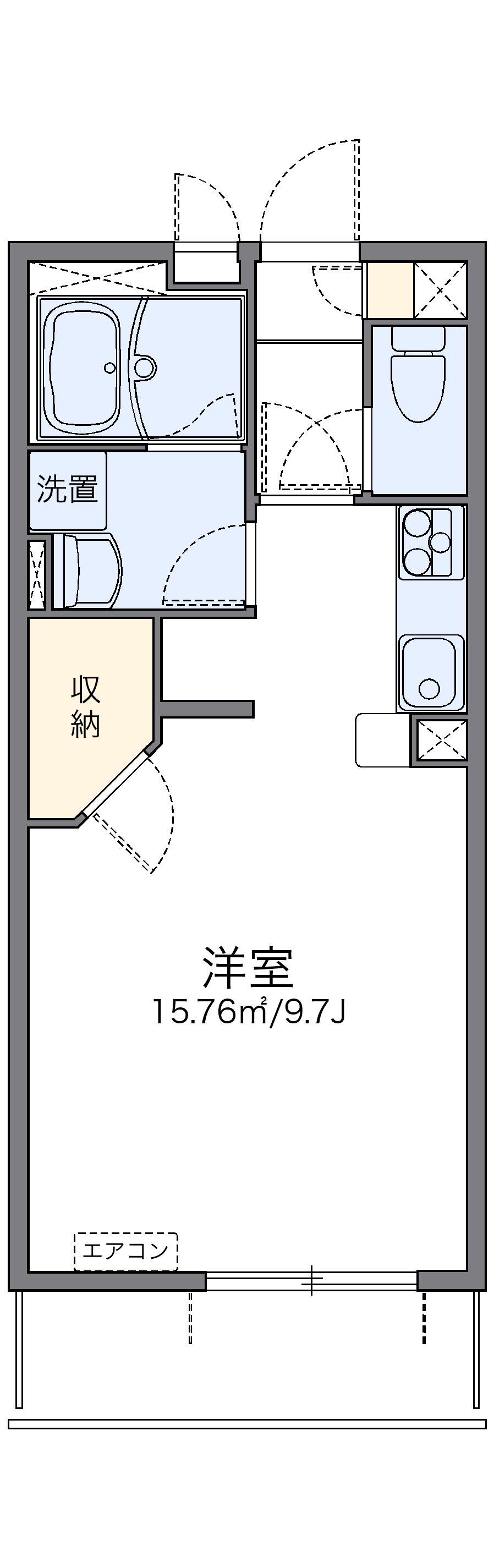 レオネクストエムティ逢坂Ⅱ(1K/3階)の間取り写真