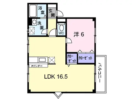 メゾン鳥井(1LDK/1階)の間取り写真