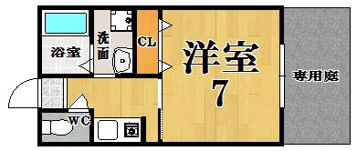 サイプレスコート(1K/1階)の間取り写真