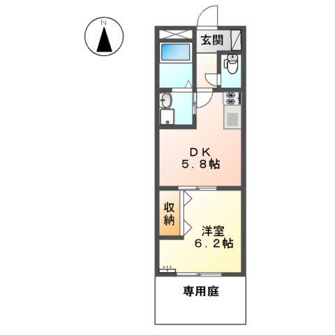 モアイースト5(1DK/1階)の間取り写真