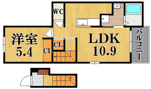 グラン シャリオⅡ(1LDK/2階)の間取り写真