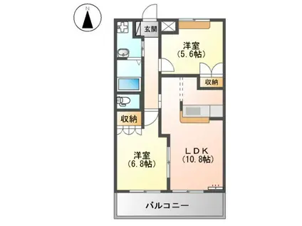 FELICE奥鳥井Ⅱ号館(2LDK/1階)の間取り写真