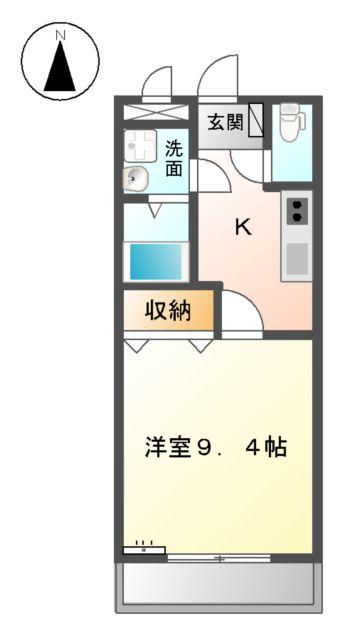 プラムハウス(1K/1階)の間取り写真