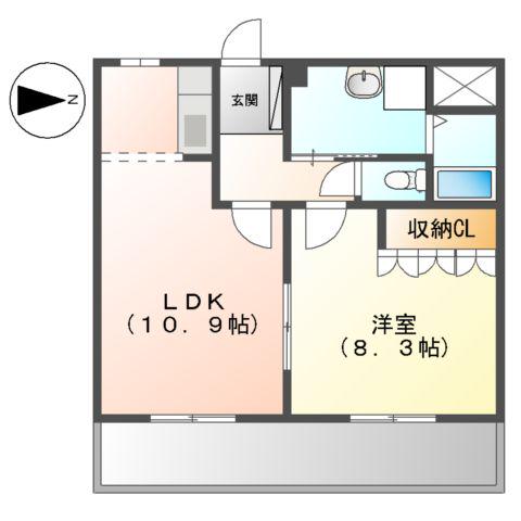 メゾン・ド・ソレイユ・シュッド(1LDK/1階)の間取り写真