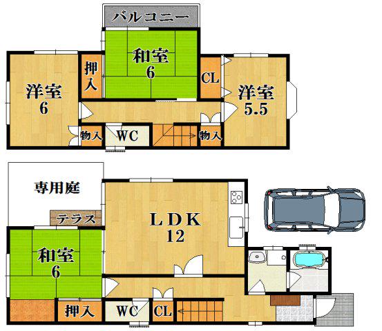 近鉄大阪線 大和高田駅 バス乗車時間：11分 広陵平尾バス停で下車 徒歩5分 2階建 築16年(4LDK)の間取り写真