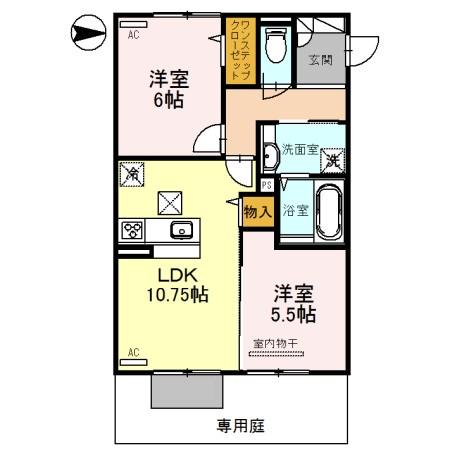 メゾン・ド・ロワール(2LDK/1階)の間取り写真