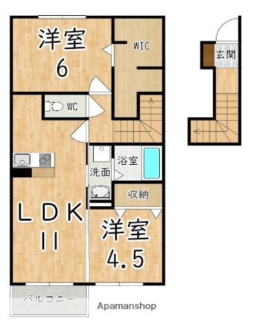 当麻寺MKコートI(2LDK/2階)の間取り写真