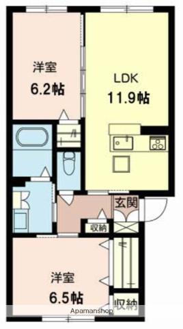 SHAMAISON SELECT(2LDK/1階)の間取り写真