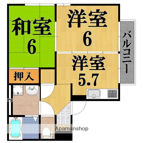 スペースMHMA棟(2DK/1階)の間取り写真