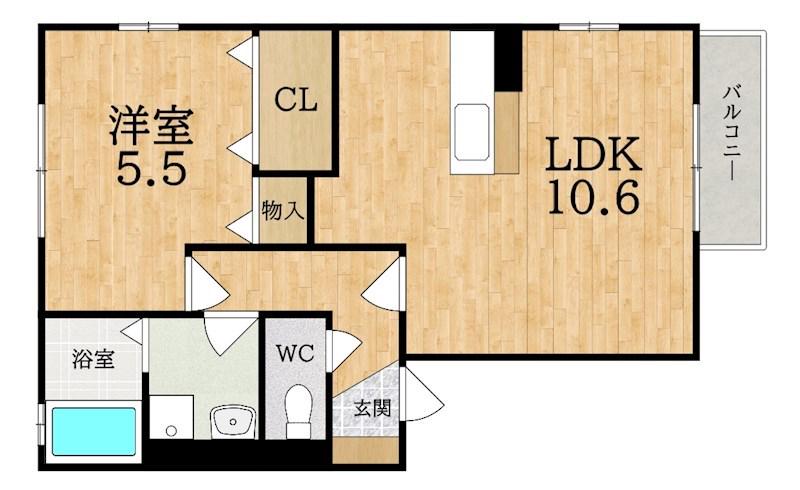 カクタス フローラ(1LDK/1階)の間取り写真