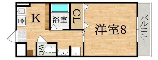 リードプレーンエム(1K/2階)の間取り写真