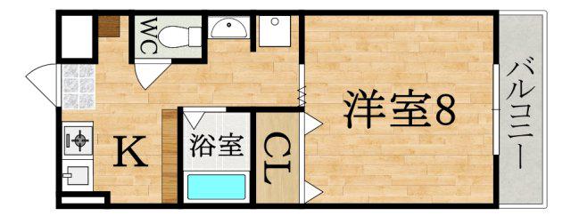 リードプレーンエム(1K/1階)の間取り写真