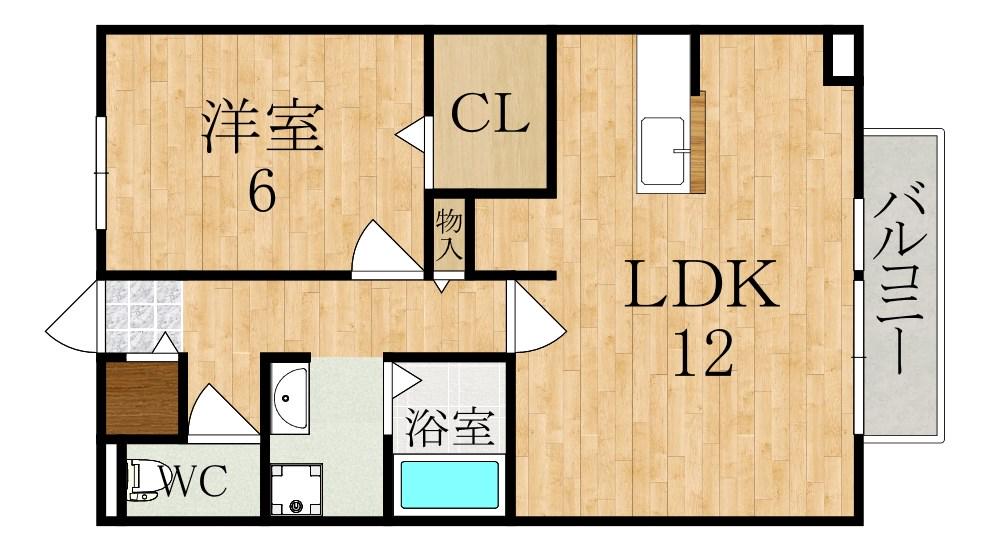 サンクコール朝和A(1LDK/2階)の間取り写真