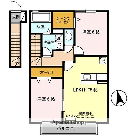 メゾンEコートA棟(2LDK/2階)の間取り写真