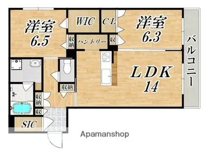 ベルフレージュII(2LDK/3階)の間取り写真