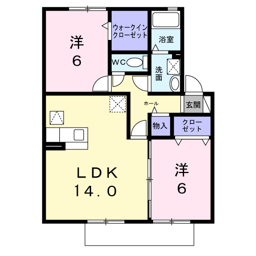 エクセルシャトー(2LDK/1階)の間取り写真