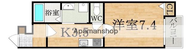 クレアール朝日町(1K/1階)の間取り写真