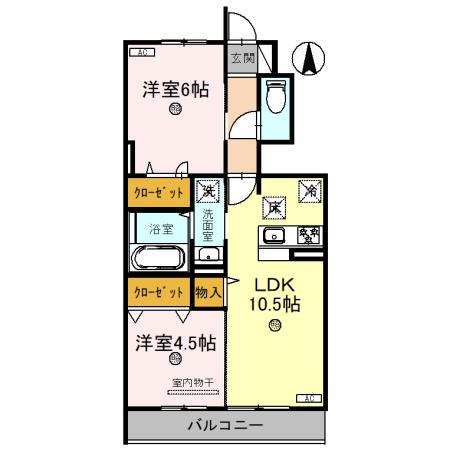 エスペランサ ミヤマ(2LDK/1階)の間取り写真