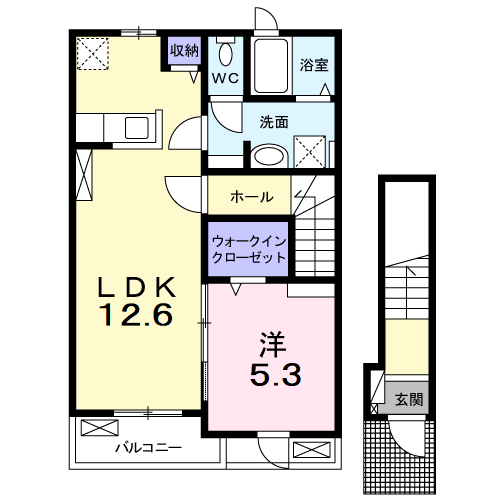 エヴァ グリーン ヴィラ 1棟(1LDK/2階)の間取り写真