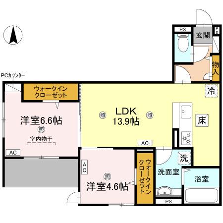 近鉄橿原線 田原本駅 徒歩14分 3階建 築1年(2LDK/1階)の間取り写真