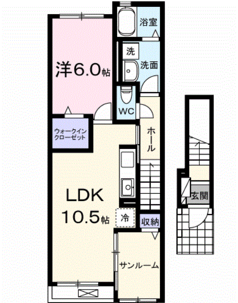イレミア(1LDK/2階)の間取り写真
