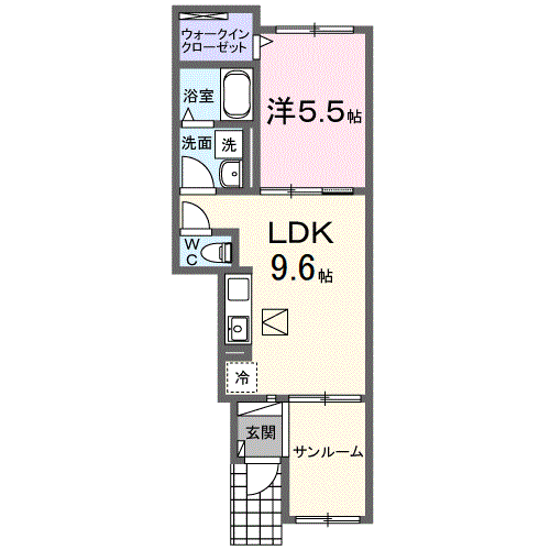 イレミア(1LDK/1階)の間取り写真