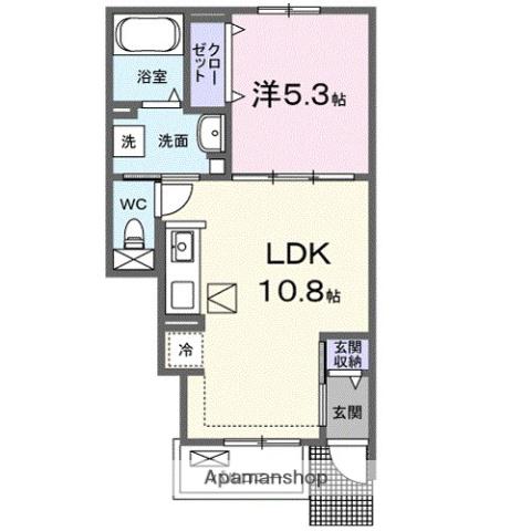 CASAかしば(1LDK/1階)の間取り写真