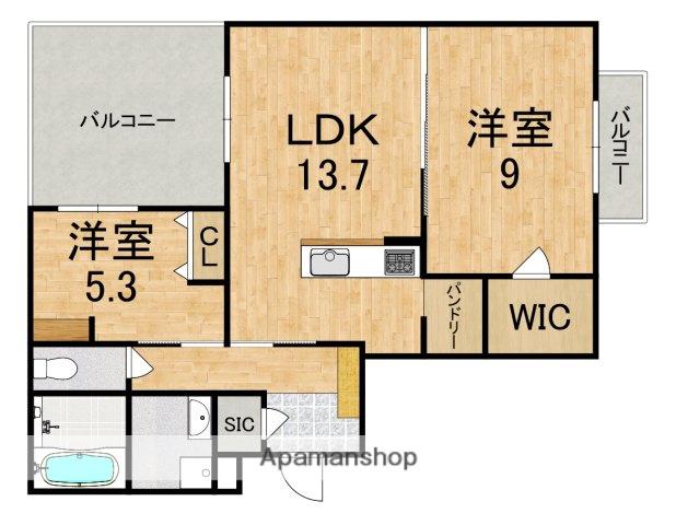 エレガント国見(2LDK/1階)の間取り写真
