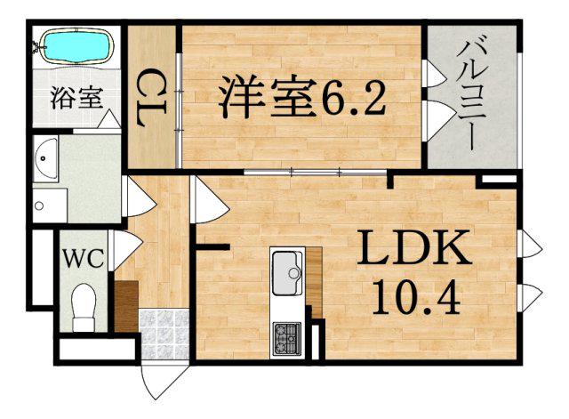 アプリコット4(1LDK/3階)の間取り写真