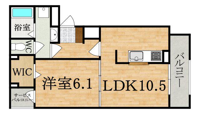 アプリコット4(1LDK/3階)の間取り写真