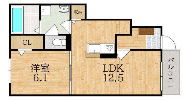クローバー(1LDK/1階)の間取り写真