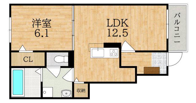 クローバー(1LDK/1階)の間取り写真