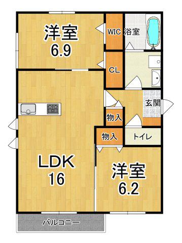 レクエルド(2LDK/1階)の間取り写真