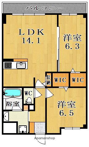 アートスクエア新大宮(2LDK/8階)の間取り写真