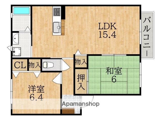 グランディール青垣B棟(2LDK/1階)の間取り写真