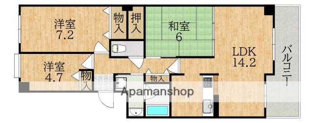 ヴェルナール学園前C棟(3LDK/4階)の間取り写真