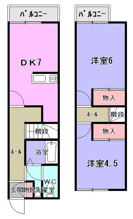レオパレスエミール(2DK/1階)の間取り写真