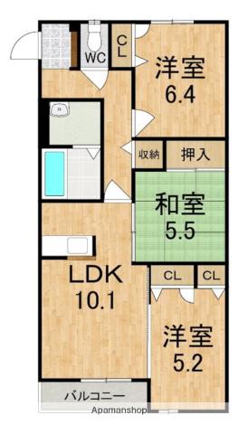 コンフォート上宮(2SLDK/2階)の間取り写真