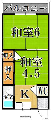 富士見文化(2K/1階)の間取り写真