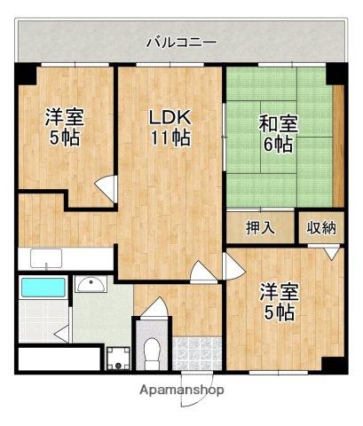 CASAFLASHNAKAI(3LDK/6階)の間取り写真