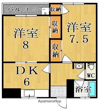 ハイツ平沼(2DK/2階)の間取り写真