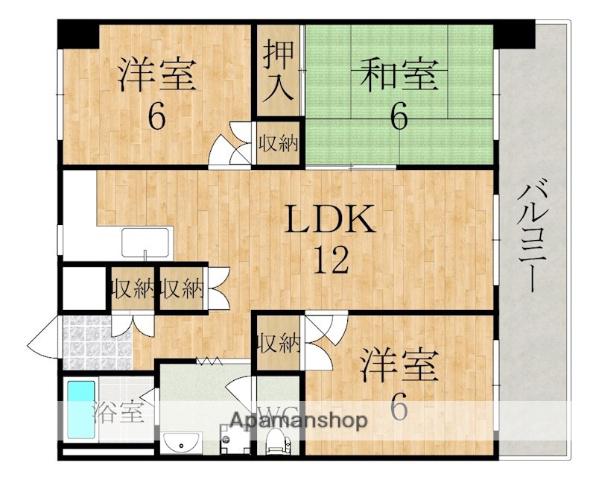 矢追マンション(3LDK/4階)の間取り写真
