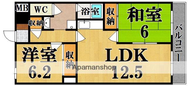 ガーデンハイツ香芝(1LDK/2階)の間取り写真