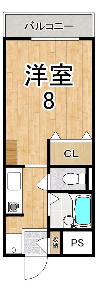 スタジオM(1K/1階)の間取り写真